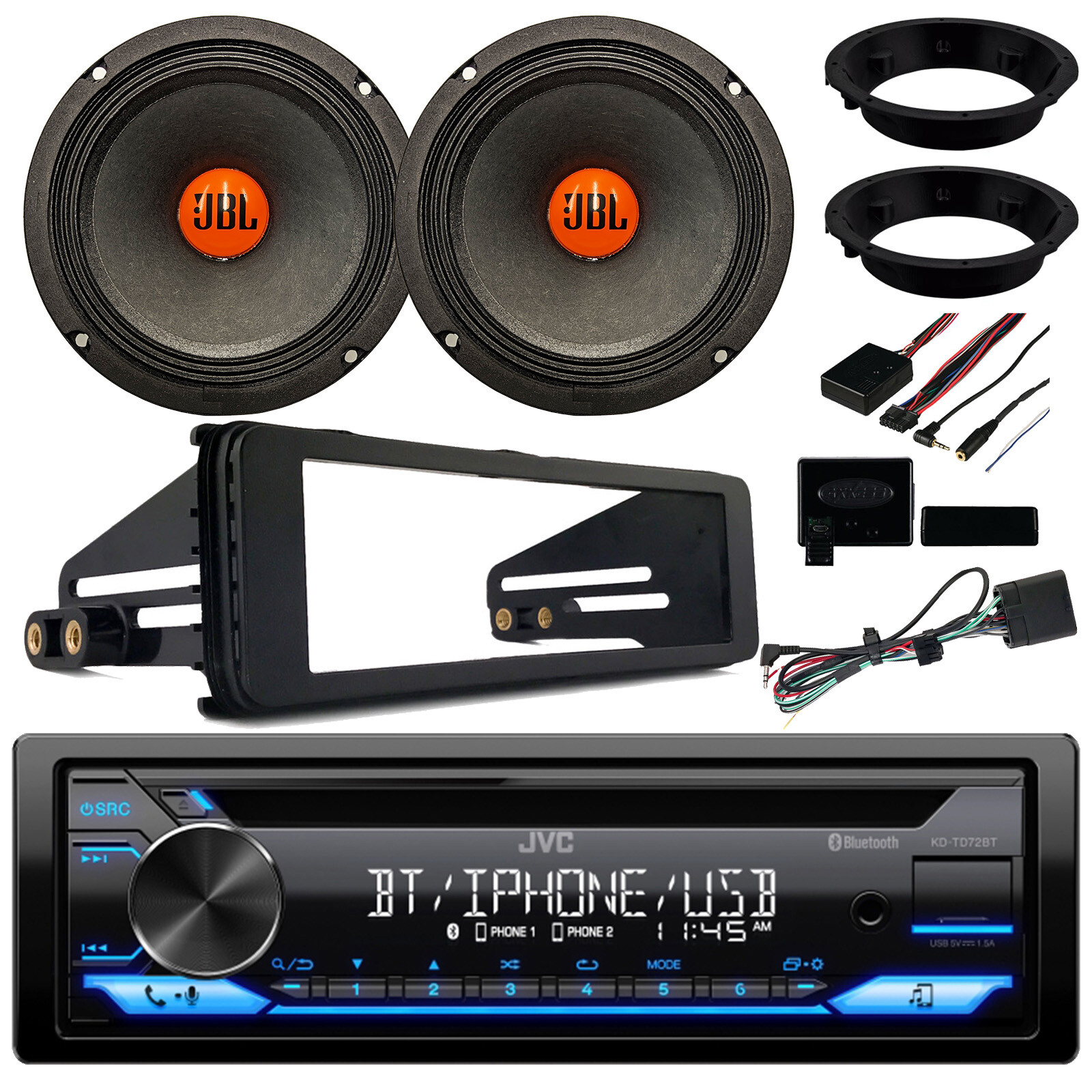 JVC KDTD72BT Bluetooth CD Receiver, 2x 6.5