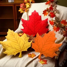 3 Pcs Fall Maple Leaf 3D Pillow Autumn Maple Shaped Throw Pillows Decorative