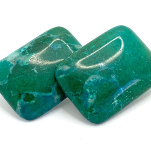 Vintage Stone Large Clip On Earrings 1 3/16" L Chrysocolla ? - Picture 4 of 7