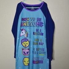 Sleepshirt Girls Large 10/12 Unicorn Emoji Awesome Cat L/S Nightgown Sleepwear