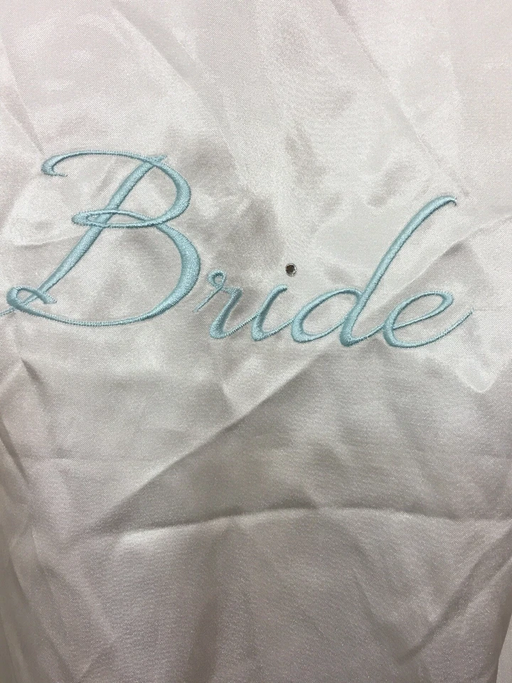 Apt.9 Damas Blanco Novias Bata Verde Azulado Bordado y Borde Novia Gráfico Cinturón Trasero Foto 4 de 4