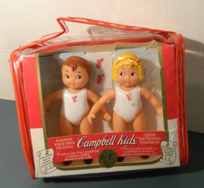 Campbell Kinder Puppen im Vinylkoffer sauber Werbefiguren