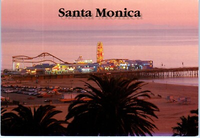 Pacific Ocean Sunset Seen Over the Santa Monica Pier, California Postcard