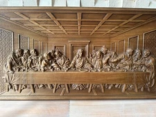 Last supper religious carved wall art easter gift wood carvings art work