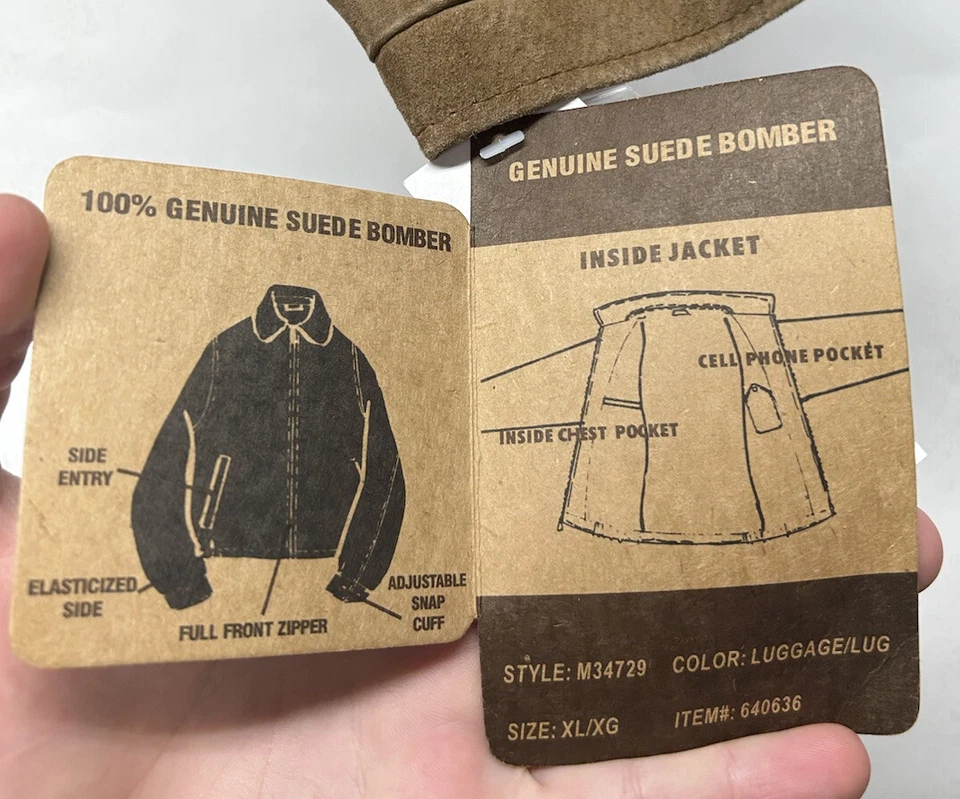 Chaqueta Bomber American Classics Para Hombre Talla XL Colebrook Cuero Marrón Cremallera Completa Foto 4 de 4