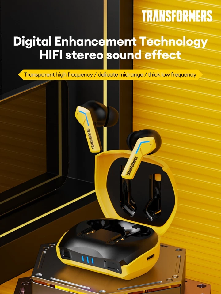 TRANSFORMERS Bumblebee Yellow BT TWS 5.3 Low Latency Noise Reduction HiFi Stereo - Image 4 of 4