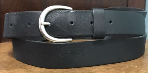 Target Women's Black Leather Belt Sz 2X Stainless Buckle 1-1/4”Wide VGUC - Afbeelding 1 van 4