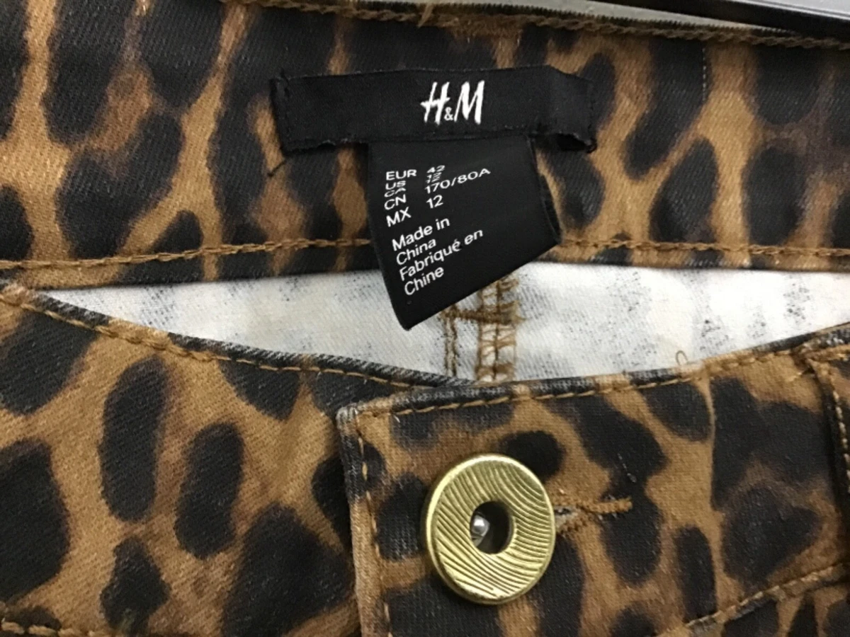 H M Women s Animal Print Skinny Super Stretch Pants Size 12 NWT eBay