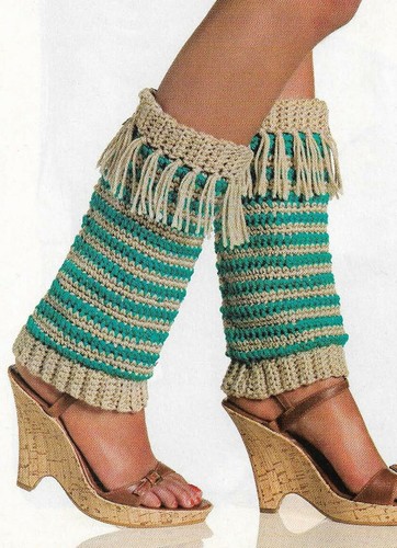 FRINGED LEG WARMERS WOMEN'S CROCHET PATTERN INSTRUCTIONS