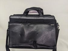 Tumi Black Leather Exterior Shoulder Laptop Bag 17" x 12" x 5" 7A