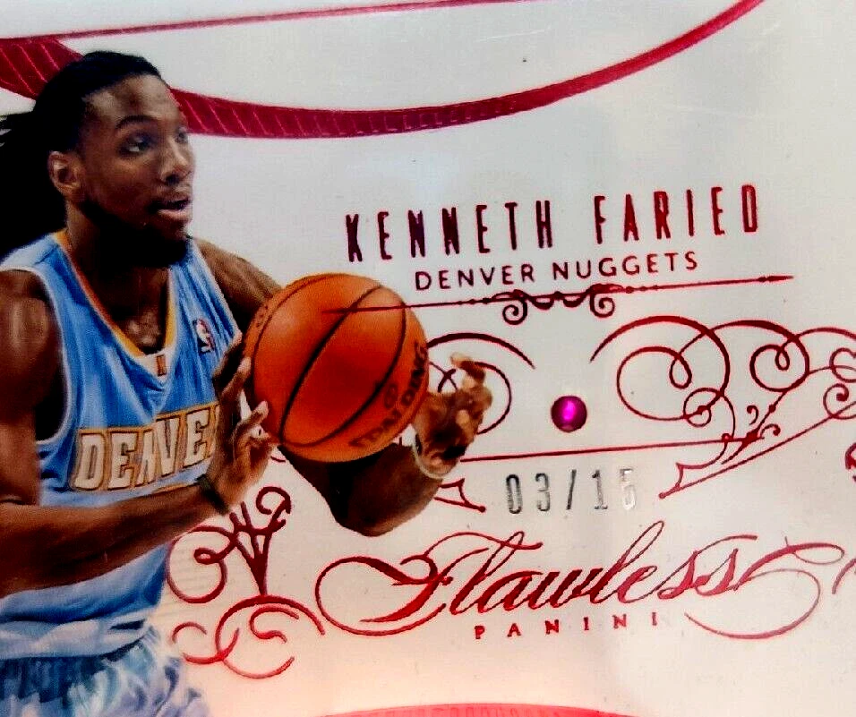 2013 Panini Flawless Red #52 Kenneth Faried /15 Uncirculated *Real Ruby in Card*