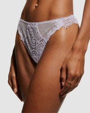 136 Lise Charmel Women's Purple Scalloped Lace Thong Panties Size XS