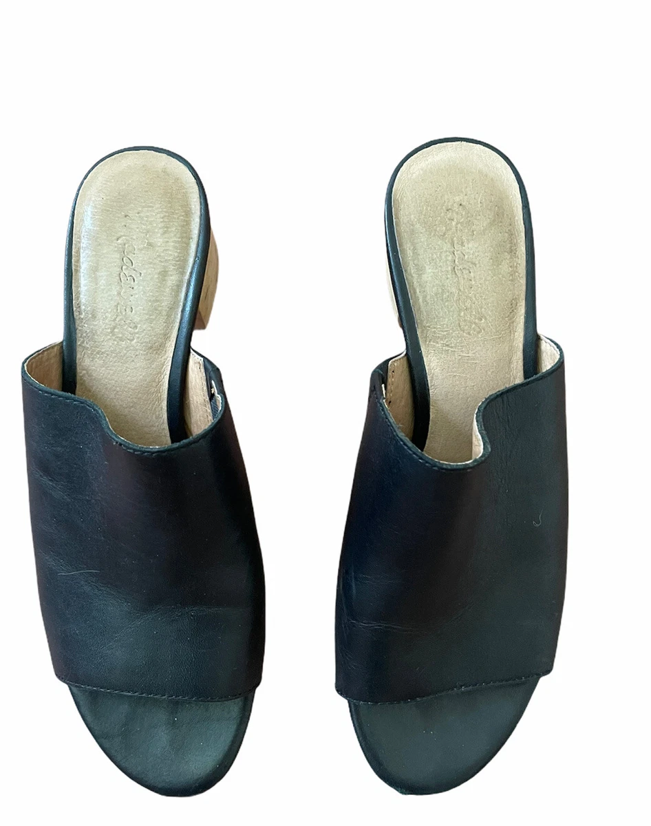 MADEWELL The Devon Mule Black Leather Slide Wooden Heel Size 8 eBay