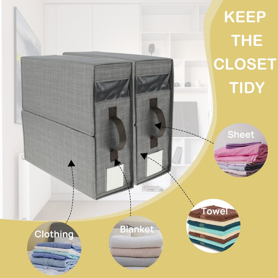 2Pcs Bed Sheet Organizer Foldable Bed Sheet Storage Bins with Handle