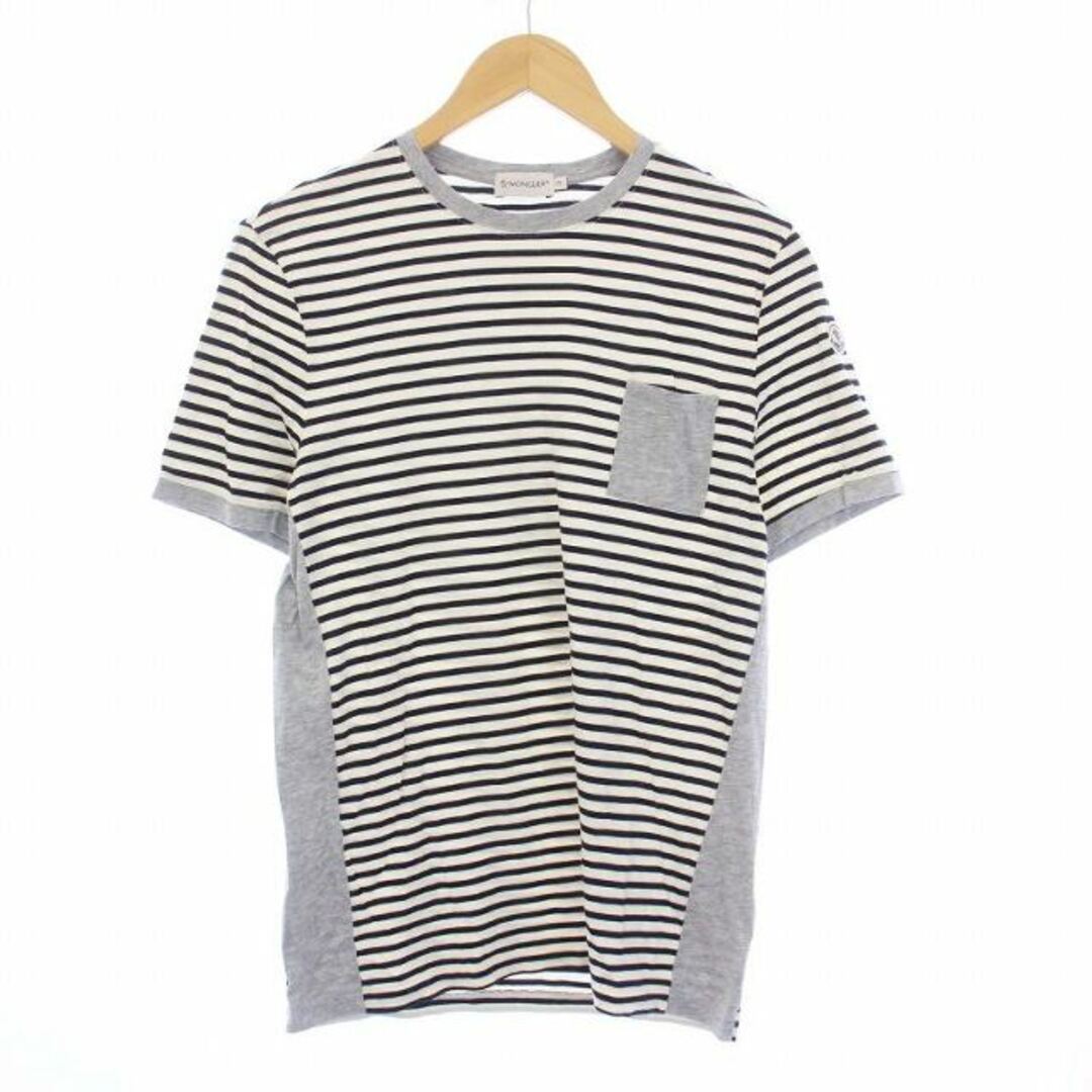 モンクレール　Ｔshirt S Moncler MAGLIA T-SHIRT CUT SEW SHORT SLEEVE BORDER S BLACK