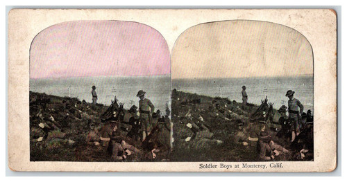 c1880s Soldier Boys At Monterey California Presidio ORD Barracks Stereoview