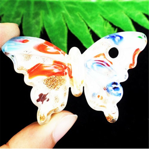 2pcs Beautiful Carved Inlaid Lampwork Glass Butterfly Pendant Bead YJ40DP - Picture 21 of 23