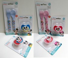 Disney Baby 4 PC MICKEY MOUSE, MINNIE SET PACIFIERS FLATWARE FORK SPOON SET