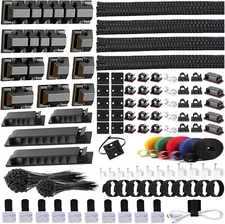 327PCS Cable Management Kit With Sleeves Clips Straps Ties Mounts For Computer