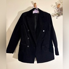 NWOT All Saints Black Corduroy Double Breasted Blazer Jacket US 4