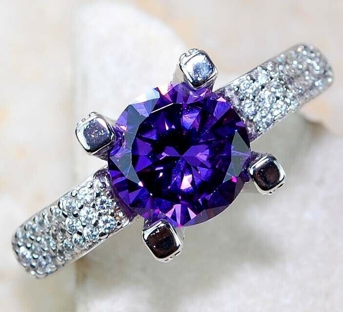 2CT  Amethyst 925 Genuine Sterling Silver Ring Jewelry Sz 6 G2-2