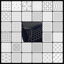 32 PCS Sashiko Stencil Kit, 5.1 X 5.1 Inch Plastic Geometric Sashiko Pattern Tem