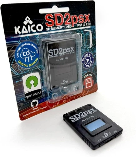 Kaico SD2PSx Gen2 Memory Card for use with Playstation 1 & 2 - PSxMemCard Gen 2