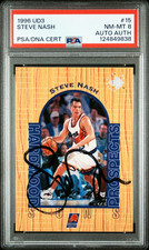 Steve Nash Autographed 1996 UD3 Basketball HOF Rookie Card AUTO PSA/DNA PSA 8. rookie card picture