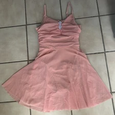 Light Pink Dress With Rhinestone, Short On The Front Getting Longer On The Back