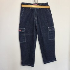 Quiksilver 3 quarter length jeans dark blue Size 3 Cropped Trousers Y2K Skater