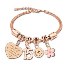 15th Birthday Gifts for Girl Stainless Steel Bracelet for Women Daughter Grandda