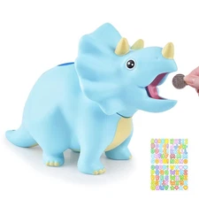 PJDRLLC Dinosaur Piggy Bank for Kids, Unbreakable Plastic Money Coin Bank for...