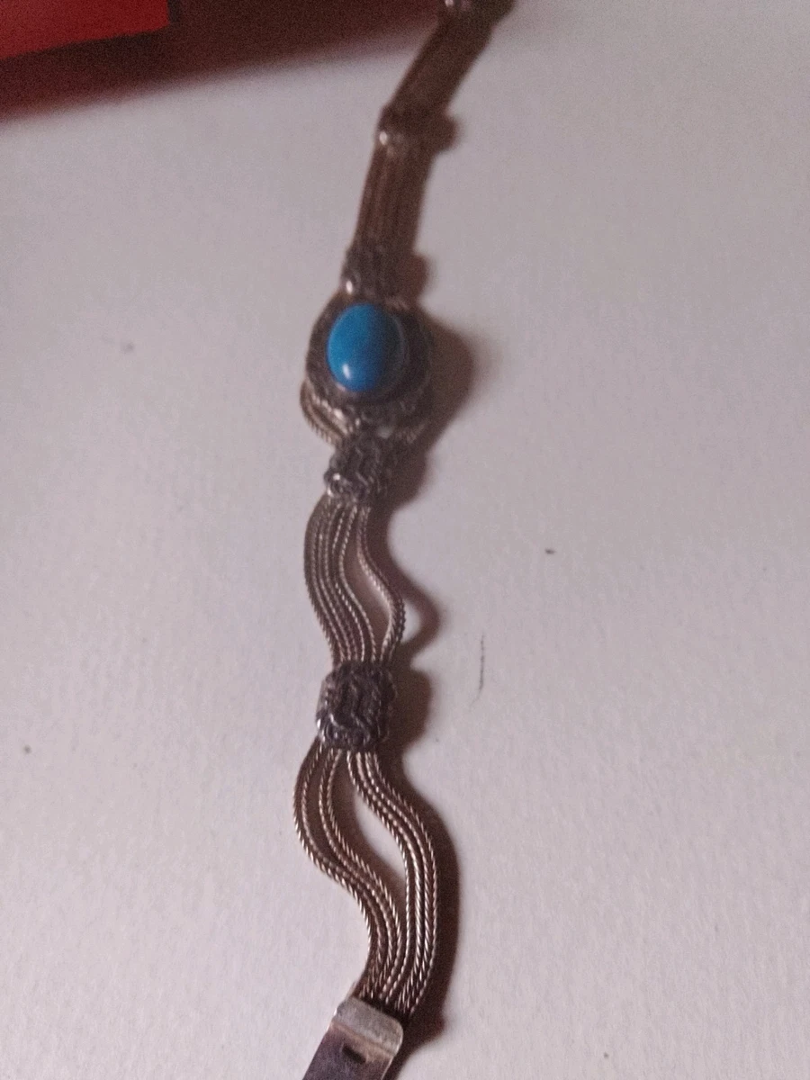 BETHZA Bracciale Vintage In Argento 925 Con Vera Gemma Turchese, Stile Bohémien, Regolabile