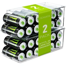 2 Pack Tall Skinny Can Organizer for Refrigerator, Stackable Large Soda Cans ...