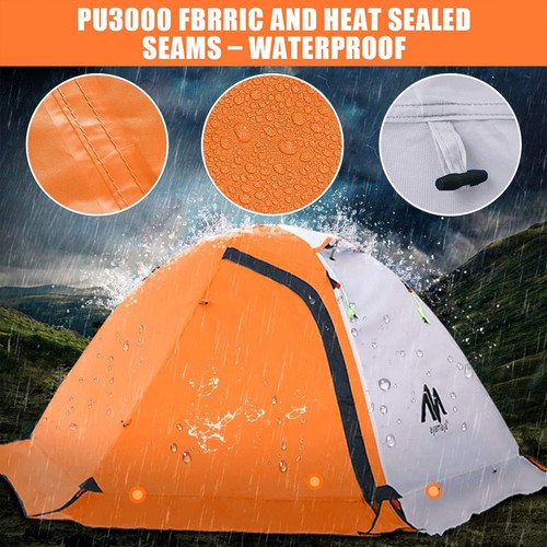 4 Season Backpacking Tent 2 Person Ultralight Waterproof Winter Camping Tent - Picture 4 of 10