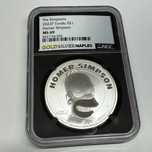 2022P Tuvalu S$1 The Simpsons Homer Simpson 1oz Silver MS 69 NGC LOC A1