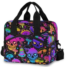 Insulated Lunch Bag Magic Skull Mushroom Purple Lunch Box Women & Men Cooler ...