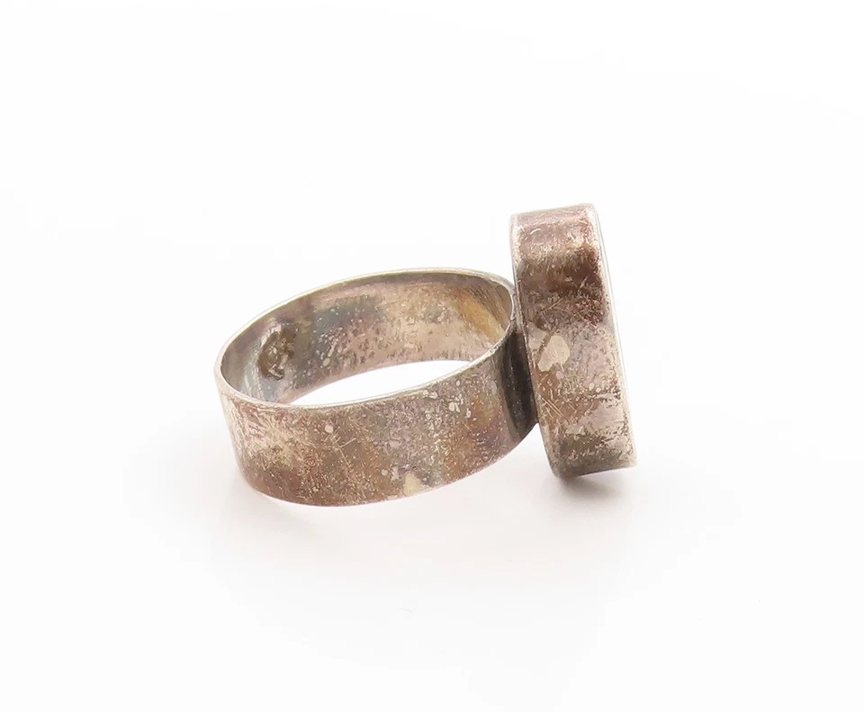 Винтажное кольцо из стерлингового серебра 925 пробы с овальным лазуритом Мексика размер 7,5 RG33611 - Изображение 4 из 4