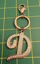 Rhinestone Alphabet Initial Letter "D" Keychain Bag Charm Pendant   B3B9 