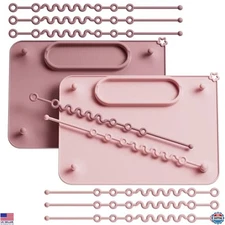 2 Pack Baby Silicone Mat, with Suction Base and 8 Stretchable Straps, Seposeve