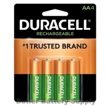 4 Duracell AA Rechargeable pre charged  NiMH Batteries (2500 mAh, DX1500)