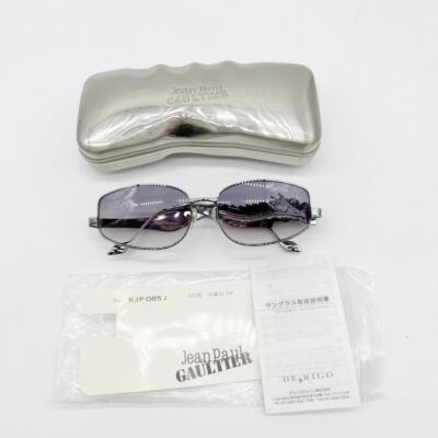 Jean Paul GAULTIER Vintage Silver Dragon Sunglaasses w/ Hard