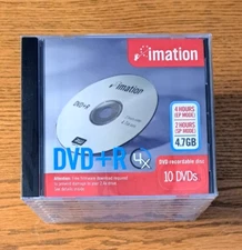 2003 Imation 4X DVD+R 4.7GB Recordable Disc With Case / Sealed 10 Pack