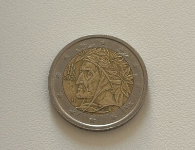 RARE!!2002-R Italy 2 Euro - Sharp Coin! - 1st Map - Dante Alighieri by Raffaello