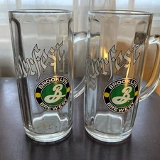 BROOKLYN BREWERY OKTOBERFEST PRISM GLASS BEER MUG - 7 INCHES