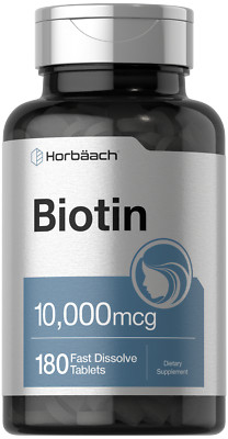 Biotin 10000mcg | 180 Fast Dissolve Tablets | Vegetarian | by Horbaach