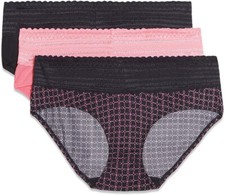 Warners Womens Blissful Benefits Microfiber Hipster Panties 3-PK Medium 6