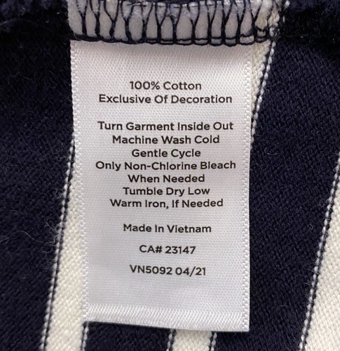 Talbots Plus Sz X Navy Blue Stripe Cotton Knit Top Rainbow Ribbon Cuff Detail - Picture 5 of 5
