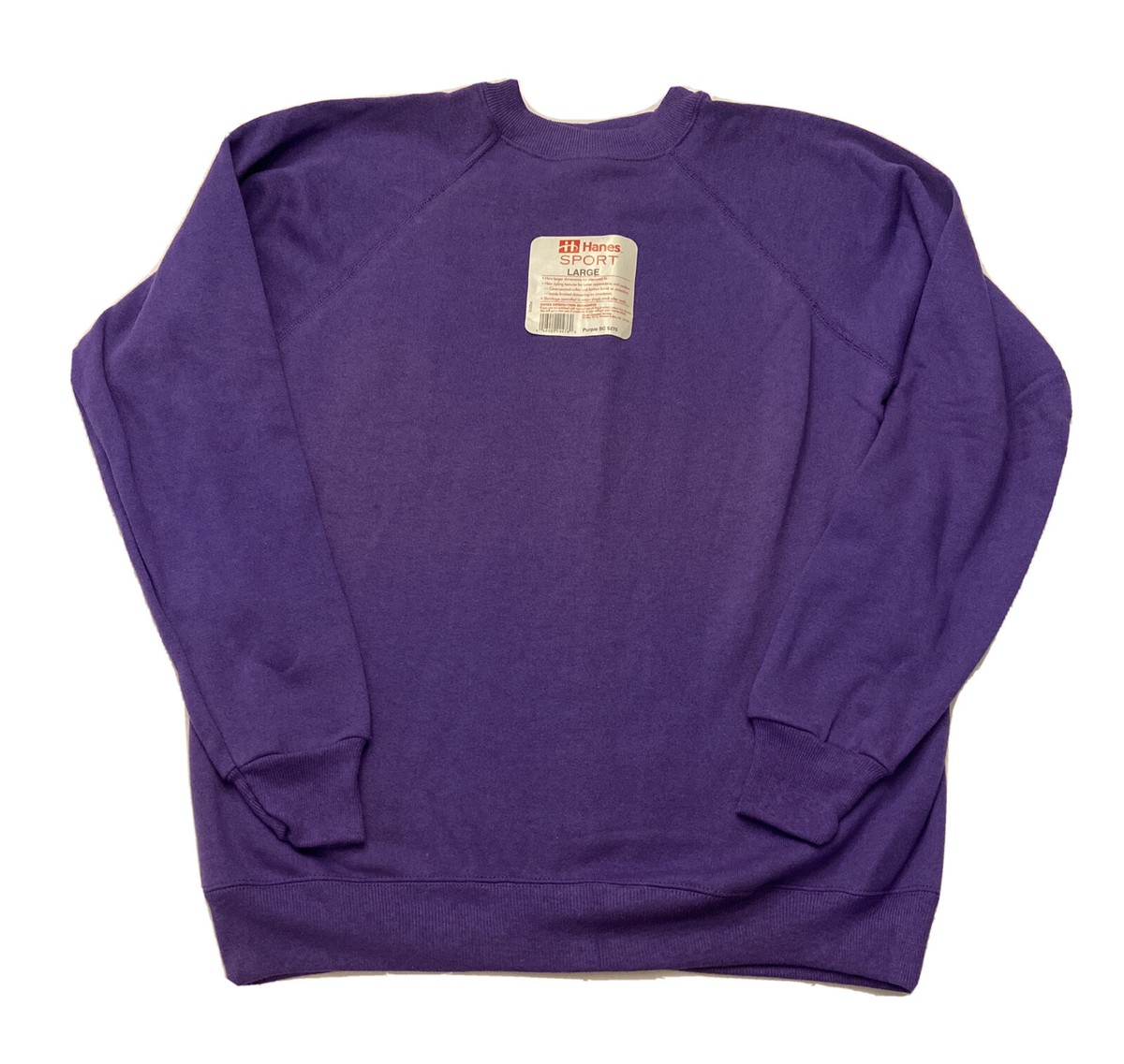 NWT 90s Hanes Sport Sz Large L Purple Raglan Sweatshirt USA