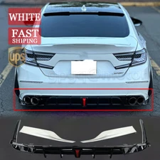 For Honda Accord 18-20 Yofer V2 Rear Bumper Diffuser & White Apron Spat Splitter